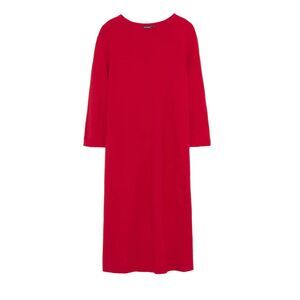 Marimekko RELLETYS Red Wool Blend 3/4 Sleeve A-Line Knee-Length Dress Size XS